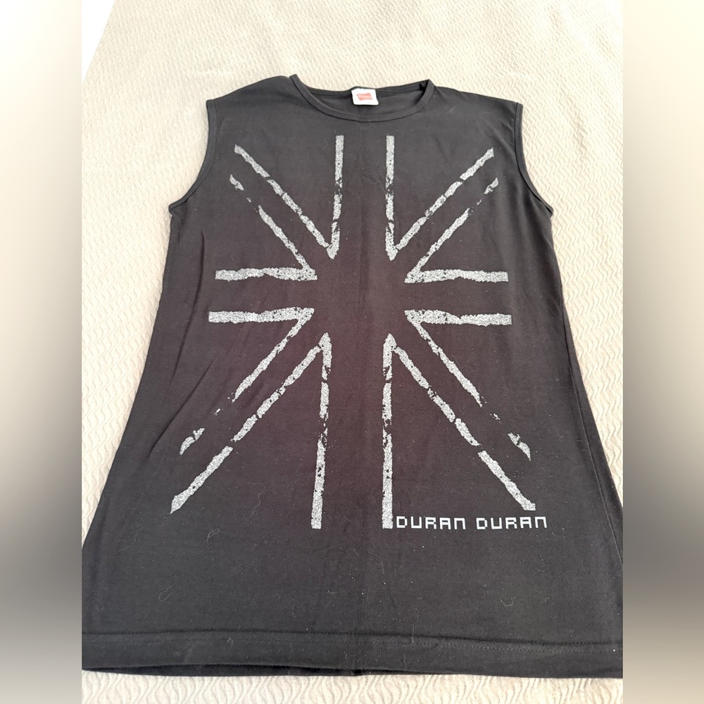 🆕 Duran Duran concert tour muscle tee shirt distressed look Union Jack 🇬🇧 Y2K